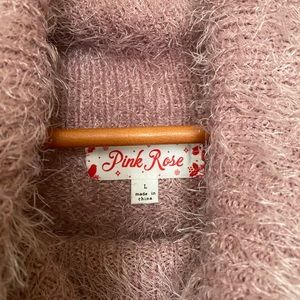 Pink fuzzy turtle neck sweater